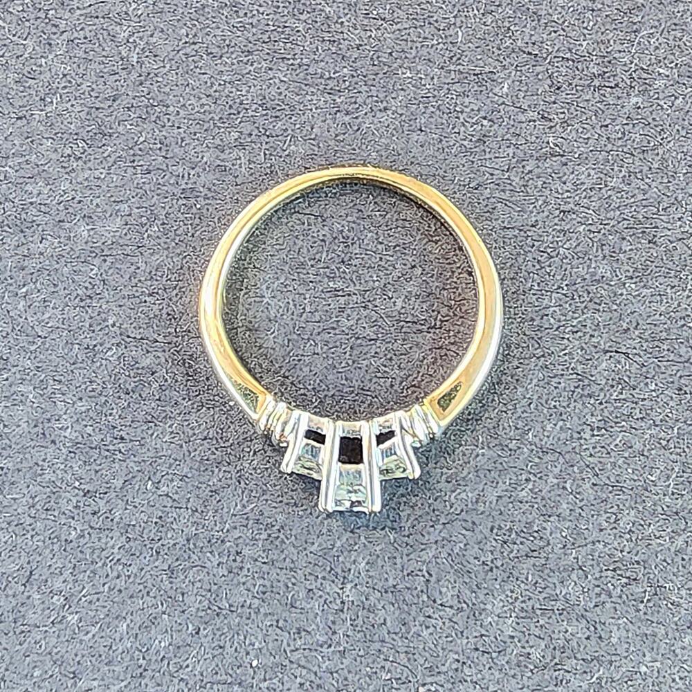 14K Yellow White Gold Past Present Future Princess Cut Diamond Ring - Picture 4 of 11